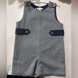 The Beaufort Bonnet Company Navy and Cream Baby Romper